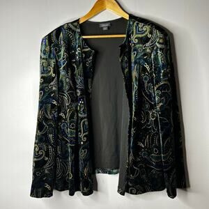VTG Dress‎ Barn Womens Velvet Burnout Paisley Open Front Top Size 22W Eclectic